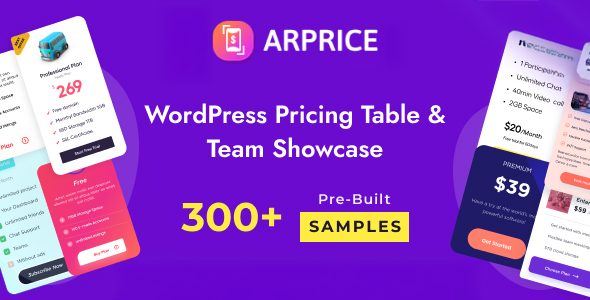 ARPrice WordPress Pricing Table Plugin
