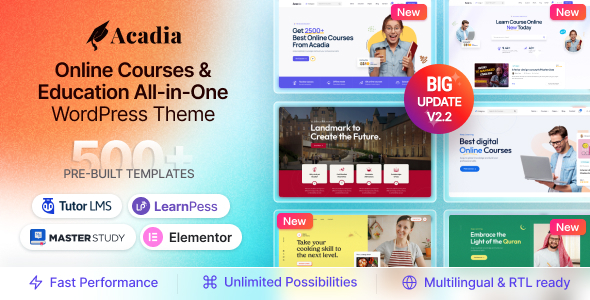 Acadia Theme (Education WordPress Theme For University & Online Course)