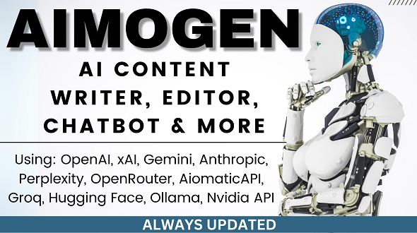 Aimogen Pro (All-in-One AI Content Writer, Editor, ChatBot & Automation Toolkit)