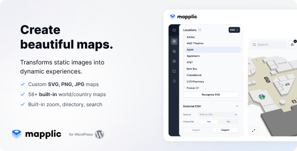 Mapplic Custom Interactive Map WordPress Plugin