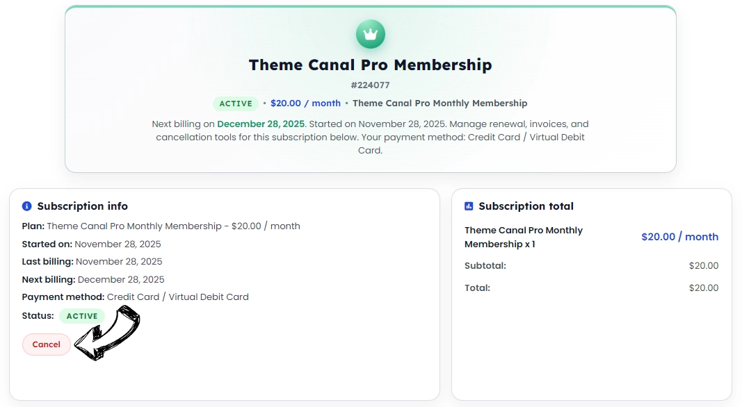 How do I cancel my Theme Canal Pro subscription? Pro Membership Cancellation