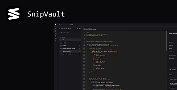 SnipVault WordPress Plugin